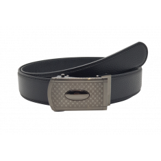 Mens Automatic Leather Belt - Ratchet Belt - Men Leather Brown Belt with Auto Lock Buckle - Black TRACK BELT - Belt without hole - ABB3B Oxhide BLACK