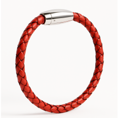 Oxhide Leather Bracelet Braided Rust - Oxhide 5mm width