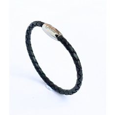 Oxhide Leather Bracelet Braided BLACK - Oxhide 3mm width