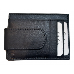 Money Clip Wallet Men Slim-Cardholder - Bifold Thin Wallet - Full Grain Leather Wallet  - Black Wallet -ER13 Oxhide Black