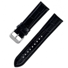 Leather watch strap Black croco print 18, 20, 22 mm Oxhide