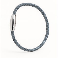 Oxhide Leather Bracelet Braided Grey - Oxhide 3mm width