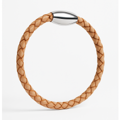 Oxhide Leather Bracelet Braided NATURAL - Oxhide 3mm width