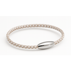 Oxhide Leather Bracelet Braided PEARL - Oxhide 3mm width