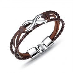 Oxhide Leather Infinity Braided Bracelet BROWN