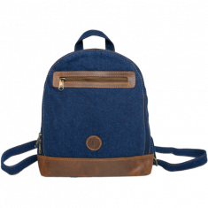 Small Backpack for Girls Boys Kids Teens - Blue Canvas Leather Backpack-Denim backpack - BK2 Blue