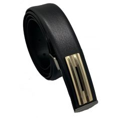 Black Leather Belt with Designed Buckles - Business Evening Designer Wear-D3 BLACK