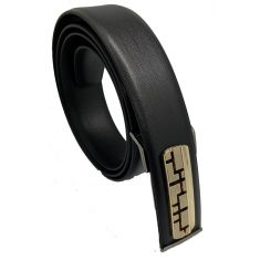 Black Leather Belt with Designed Buckles - Business Evening Designer Wear -D5 BLACK