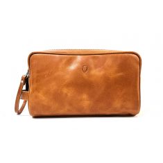 Leather clutch for Men - Leather Bag -Travel Bag-Toilet bag- Wristlet for Men - J0071 BROWN