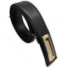 Black Leather Belt with Exclusively Designed Buckles - Business Evening Designer Wear -D1BLACK