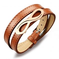 Oxhide Leather Infinity Bracelet Double wrap Brown
