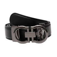 Automatic Black Leather Belt - Real Leather Ratchet Belt - Men Leather Belt with Auto Lock Buckle - TRACK BELT - Auto Lock Black Belt  ABB3F Oxhide 