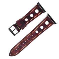 Leather Apple watch strap wine Red -Blk Buckle 38,40,41 / 42,44,45 mm - OXHIDE